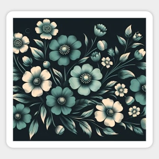 Teal Floral Illustration Sticker